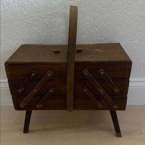 Vintage Wooden Sewing Box